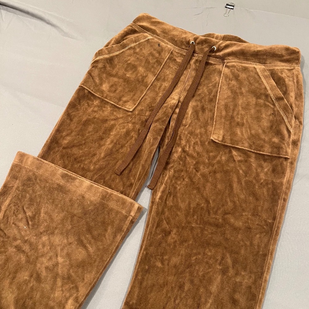 Arizona Jean Co Brown Velour Flare Pants Y2K McBling Wide Leg Small